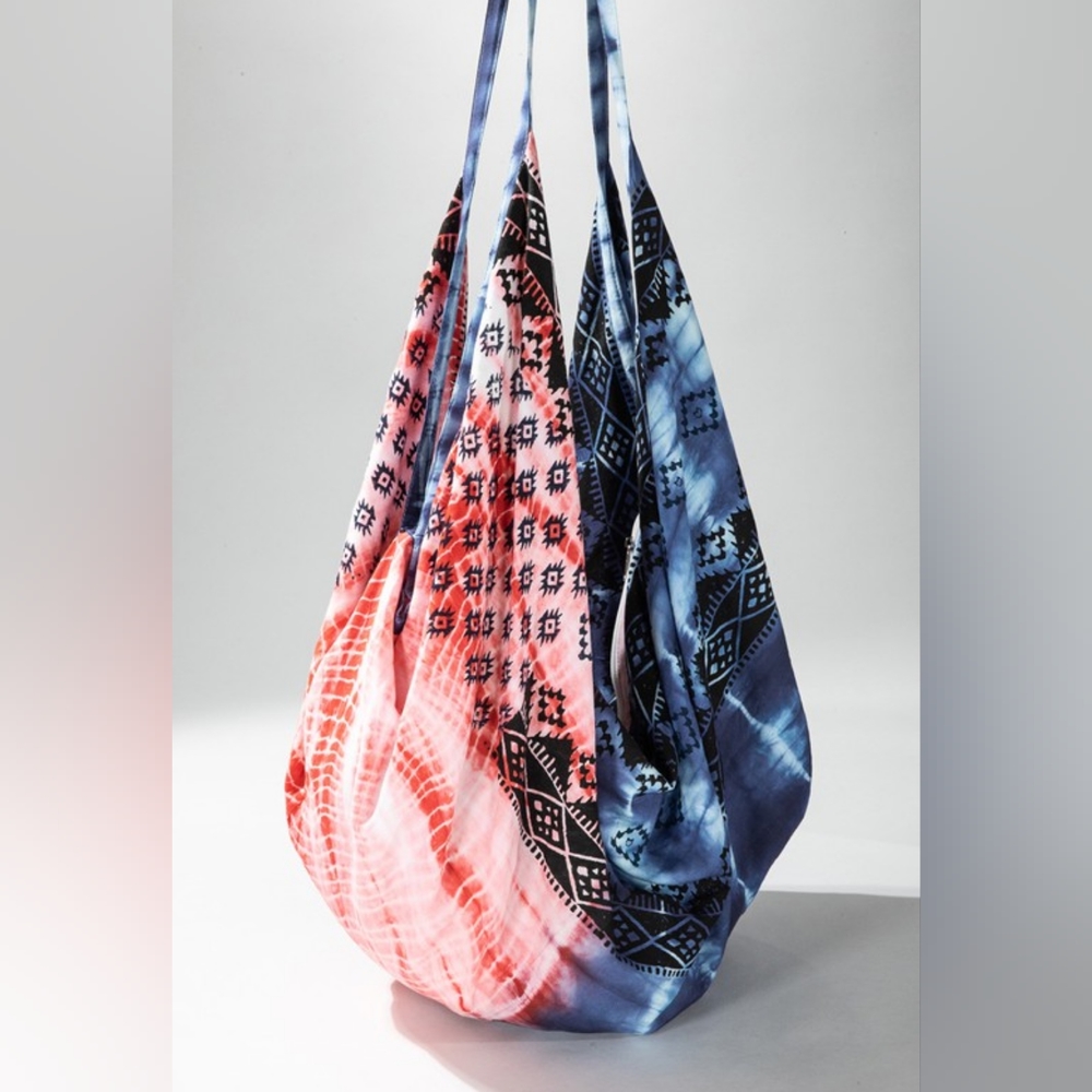 Boho Chic Patriotic Tie Dyed Hobo Beach Yoga Shoulder Bag -Ethnic Inspired Print - Picture 3 of 8